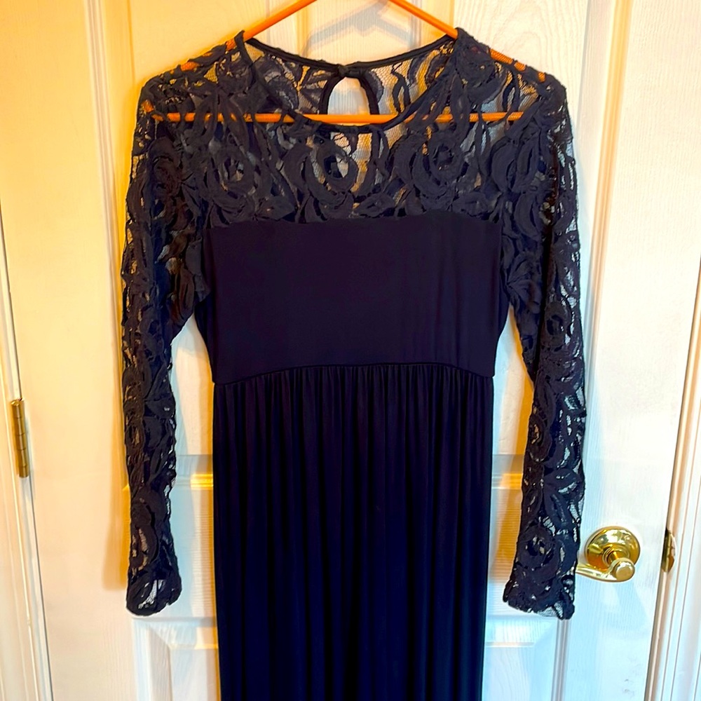 Pink Blush lace long sleeve maxi dress